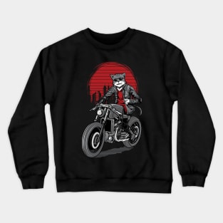 Cat rider motorbike Crewneck Sweatshirt